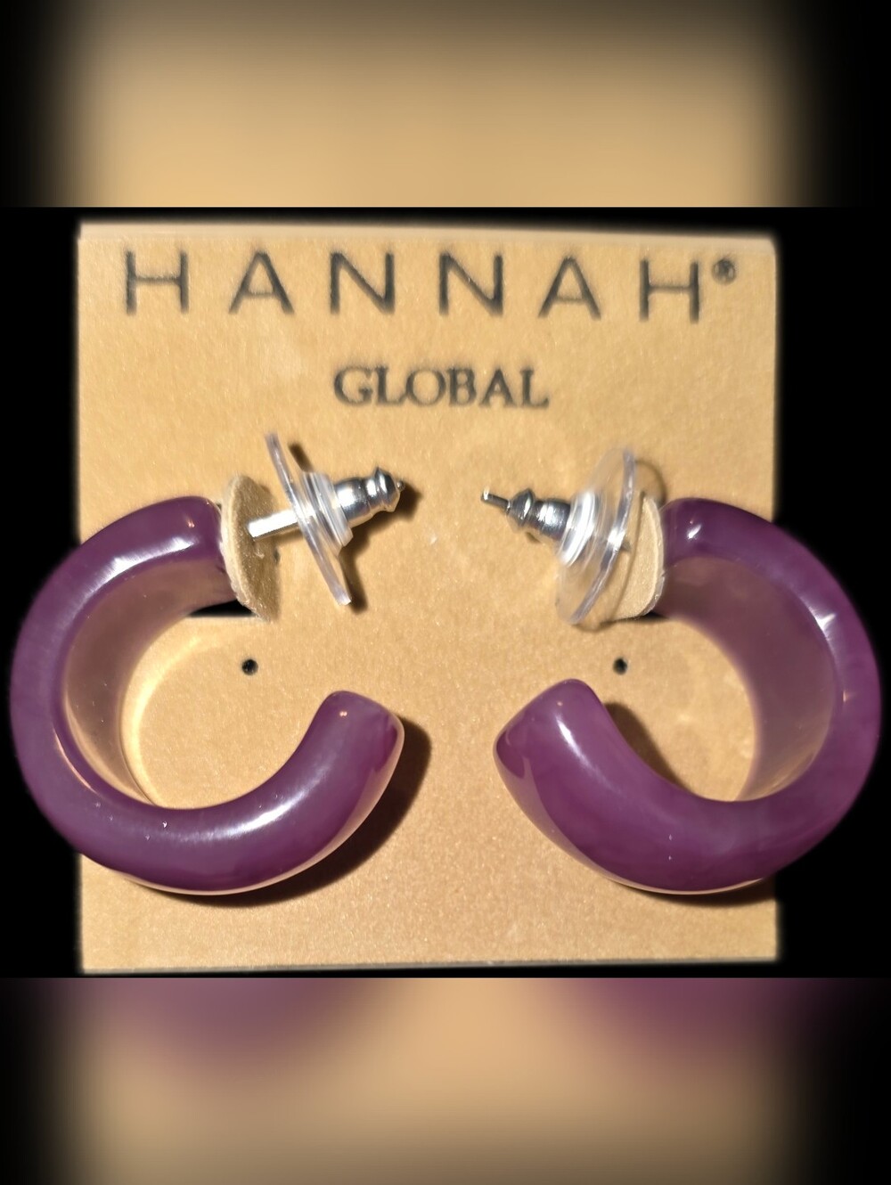Purple Resin Hoop Earrings